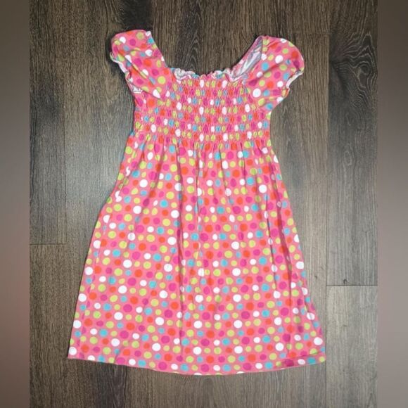 JK Polka Dot Cotton Dress Girls Sz M Pink Multi Color Authentic J Khaki - Picture 2 of 4